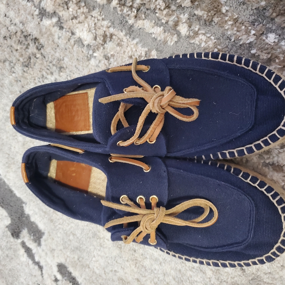 Womens Navy Canvas Loafers
